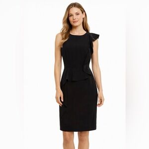 Calvin Klein Dress Black Sleeveless Ruffle Front